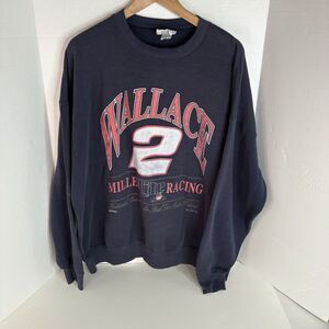 Vintage Rusty Wallace Crewneck Sweatshirt 2XL Blue #2 Miller Lite Chase Auth.